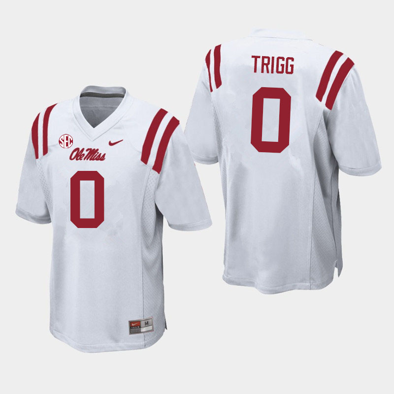 Men #0 Michael Trigg Ole Miss Rebels College Football Jerseys Sale-White - Click Image to Close